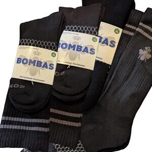 New Bombas Men XL 4 Pack Black Crew Socks Honeycomb Arch Support Cushion